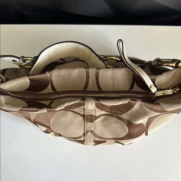 Coach Brown Monogram Shoulder Bag with Gold Hardware - Picture 11 of 13